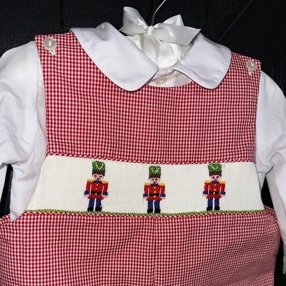NWT Edgehill Collection Baby Embroidered Smocked Christmas Toy Soldier Romper - Picture 2 of 10